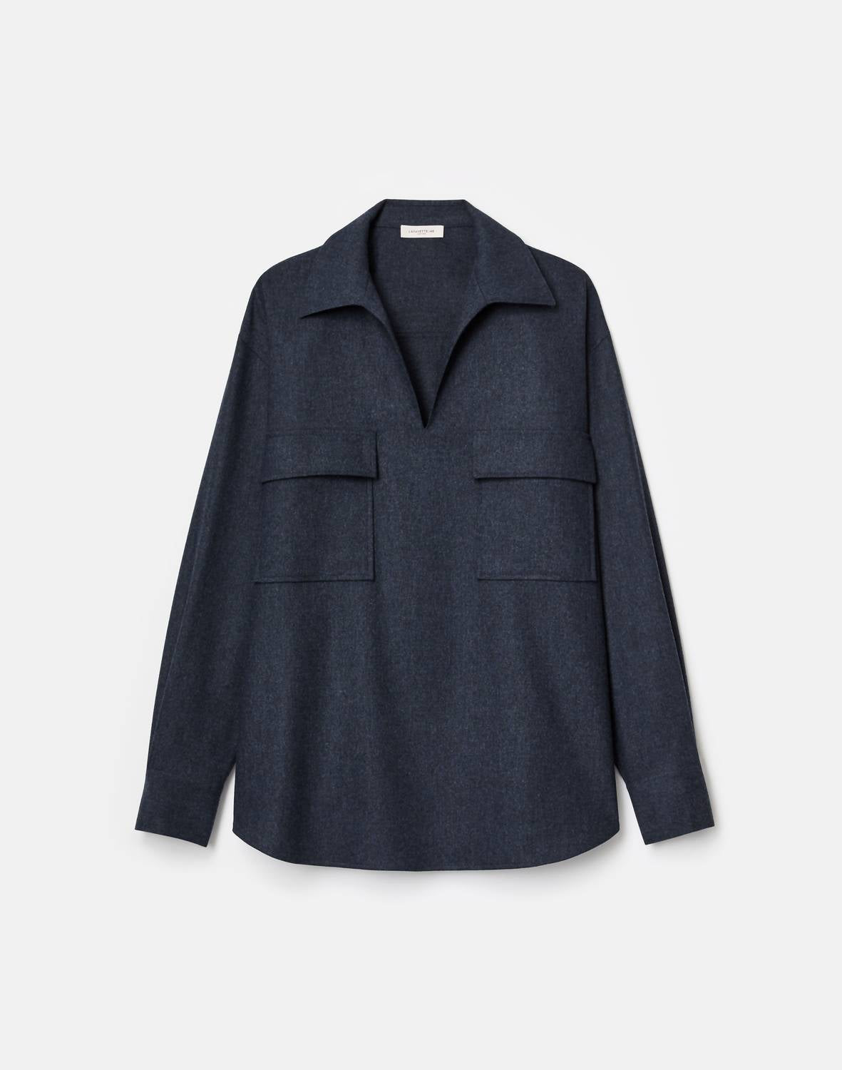 Lafayette 148 Patch Pocket Popover Blouse in admiral blue - women's sweater - view 4