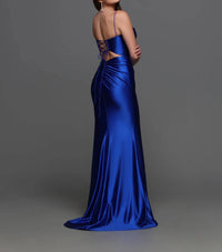 Candice - Fitted Corset Crystal V Neck Prom Dress