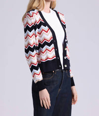 Minnie Rose - Chevron V Neck Cardigan