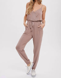 Bluivy - Surplice Casual Jersey Jumpsuit