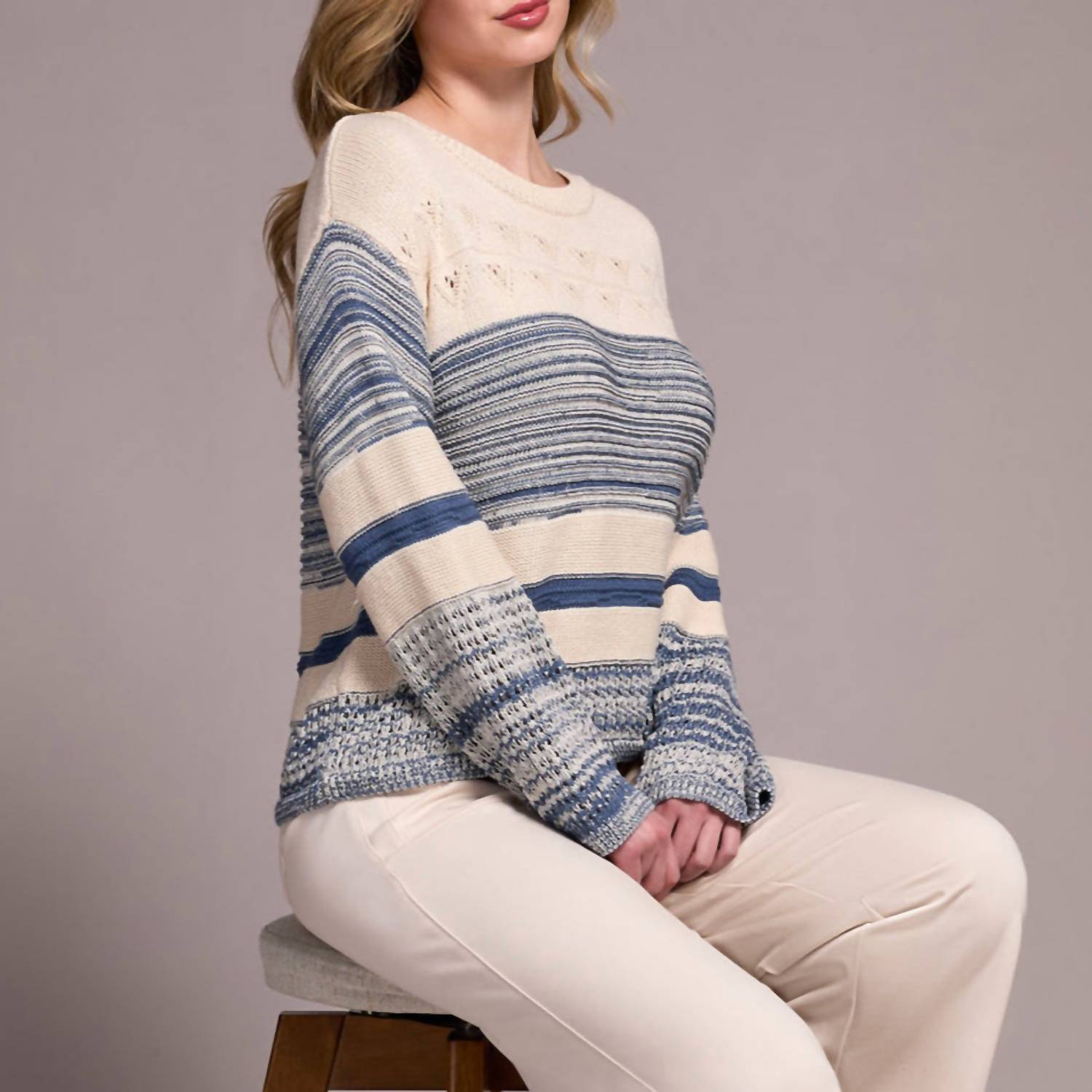 Tribal - Textured Knit Mock Neck Top