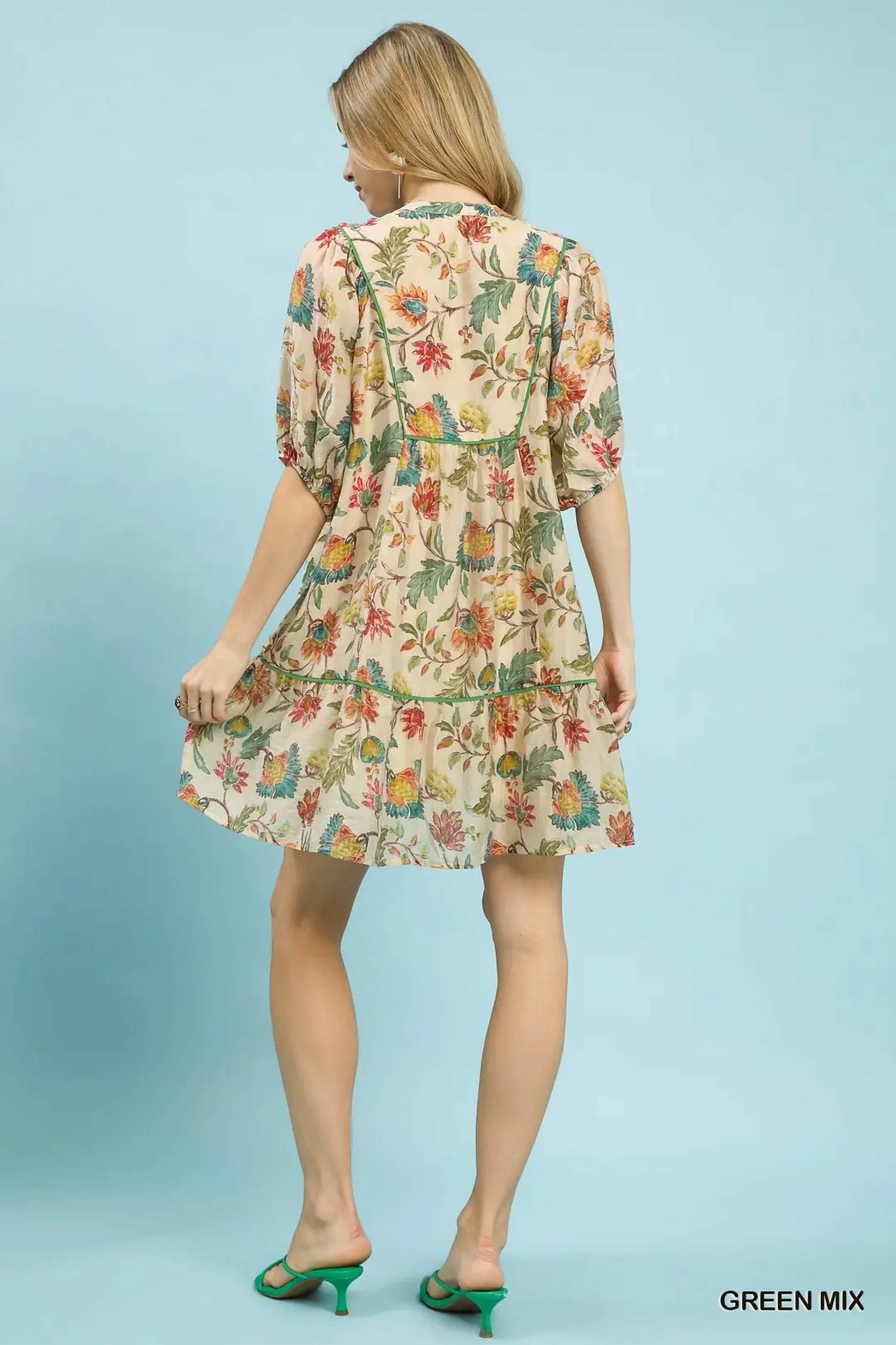 Umgee - Floral Tiered Babydoll Dress