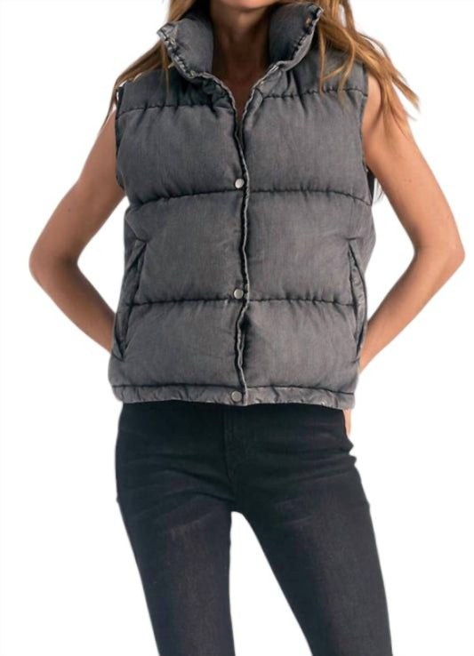 Elan - Denim Puffer Vest