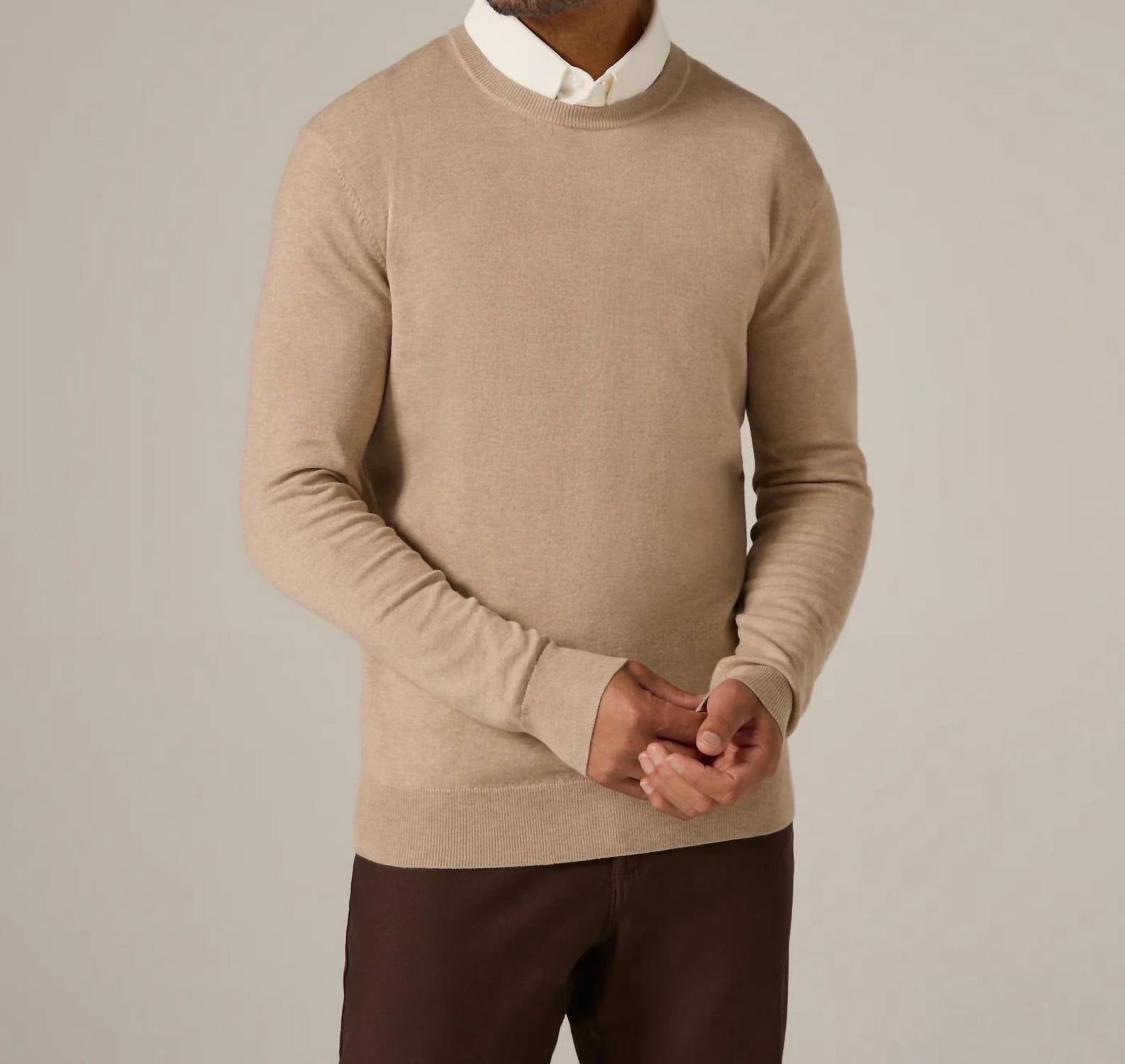 7Diamonds Alcott Crewneck Sweater Top in tan - men's sweater