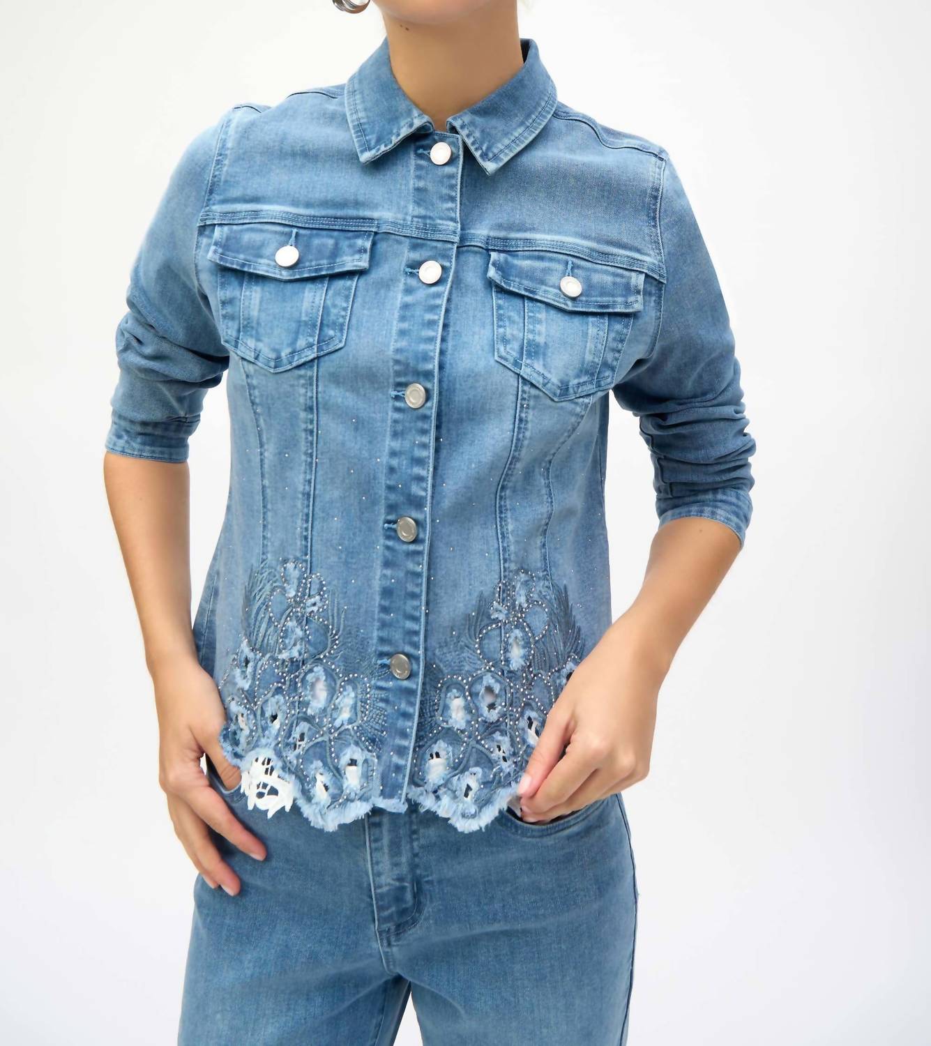 Joseph Ribkoff - Sybella Stretch Denim With Embroidery Jacket
