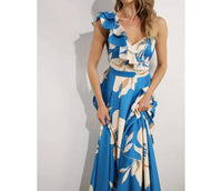 Mulla - One Shoulder Ruffle Pleated Maxi Dress