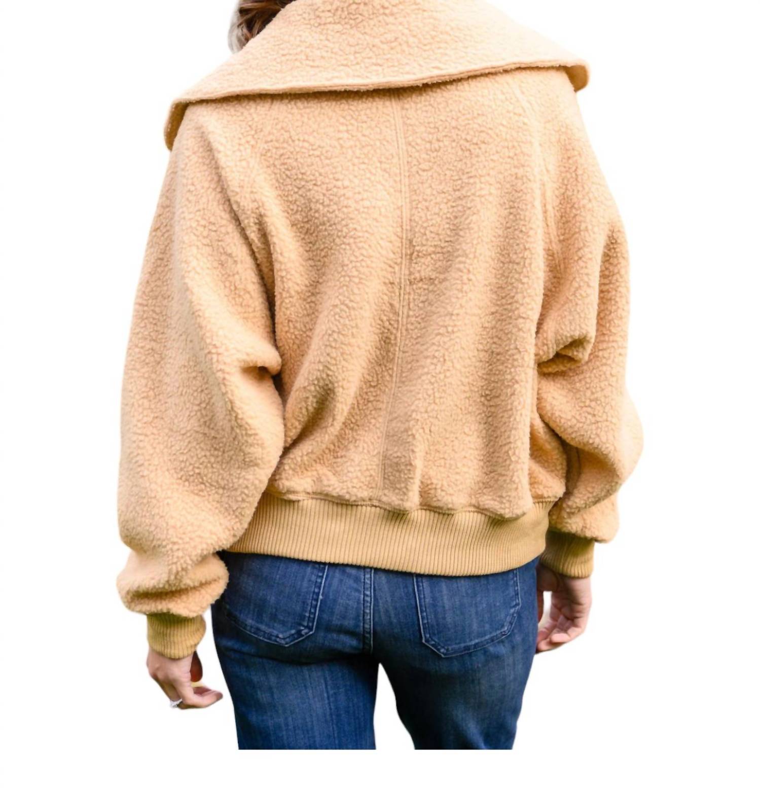Jodifl - Don't Stress Oversized Collar Sherpa Jacket