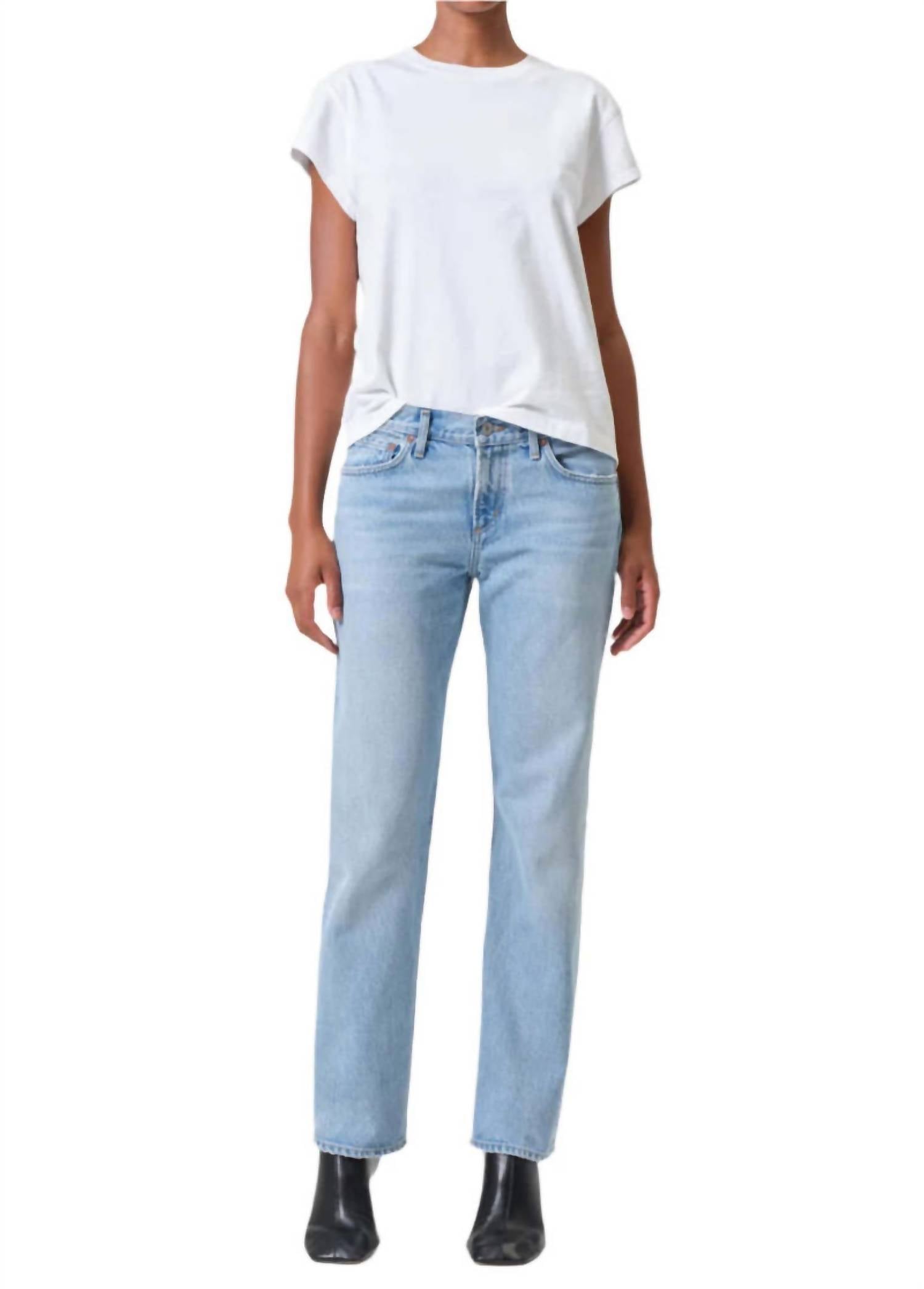 AGOLDE Women's Amber Low Rise Straight Jean in intact 1 - women's jeans - detail view