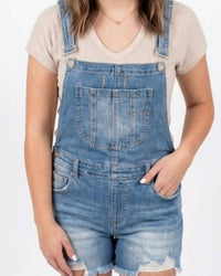 Risen - Lena Distressed Denim Overalls