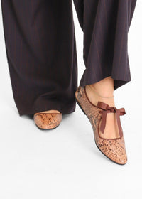 INTENTIONALLY BLANK Women's Valley Snake Embossed Leather Ballet Flats in brown - women's flats - view 6