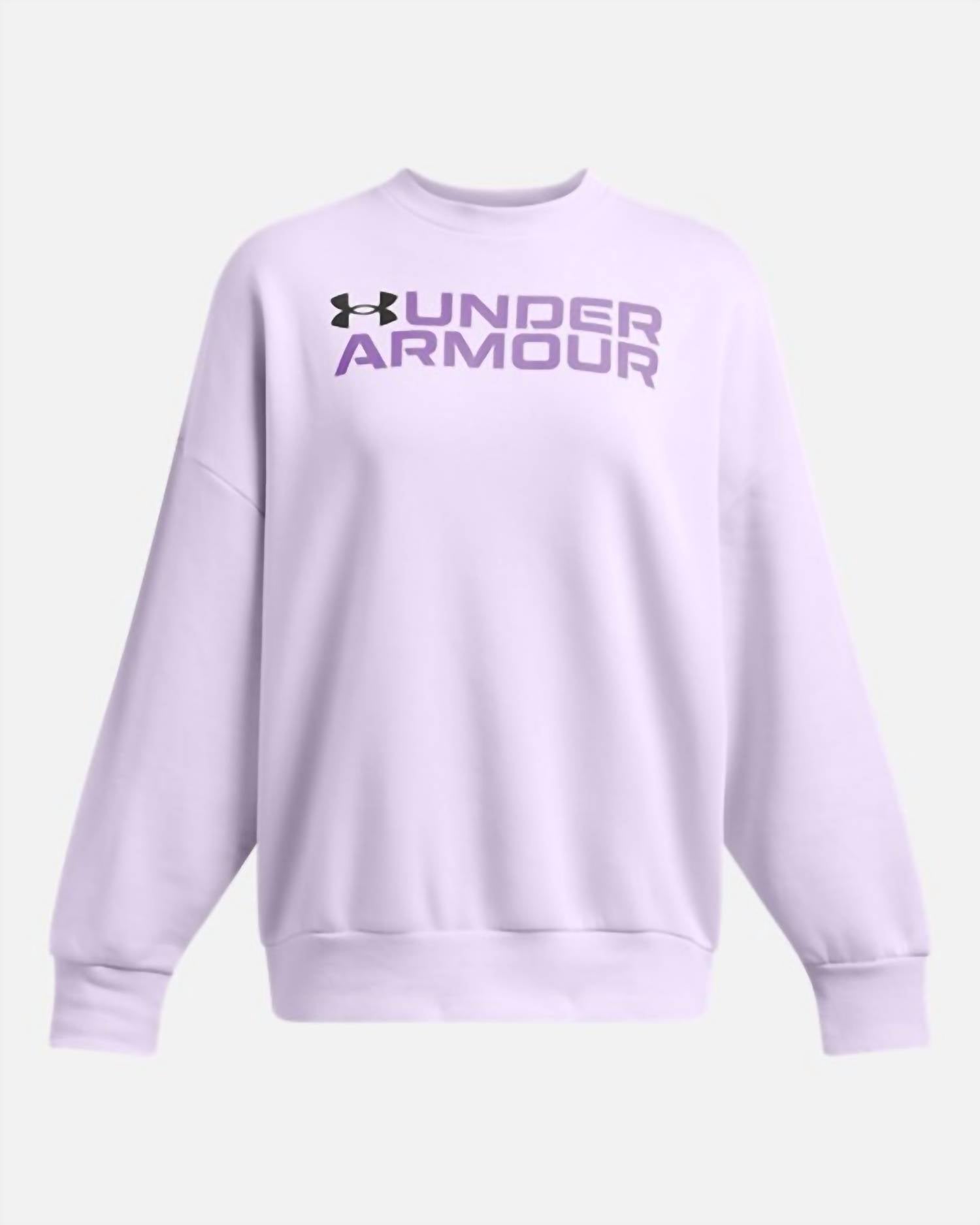 UNDER ARMOUR Rival Fleece Wordmark Oversized Crew Sweatshirt in salt purple - women's top - view 4