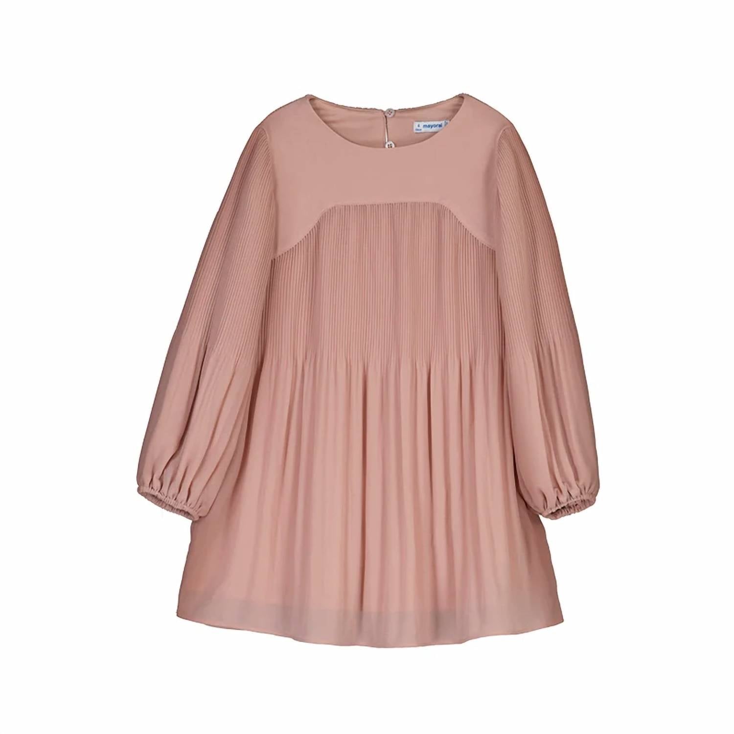 Mayoral - Girls' Long Sleeves Pleated Dress