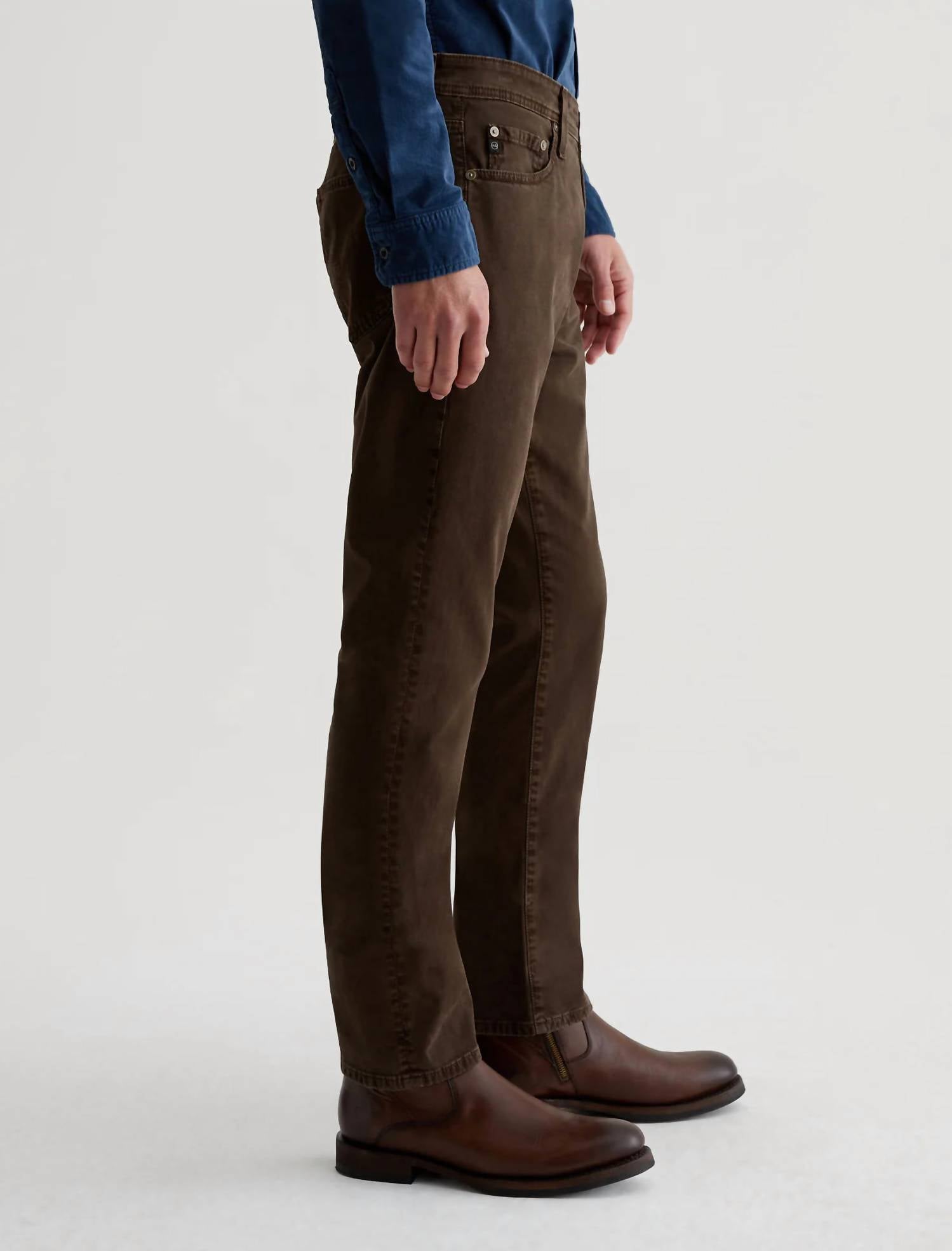 AG Jeans Everett Sueded Slim Straight Jeans in sulfur deep woodland - men's jeans - alternate view