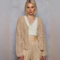 Pol - Soft Scallop Knitted V-neck Button Down Cardigan
