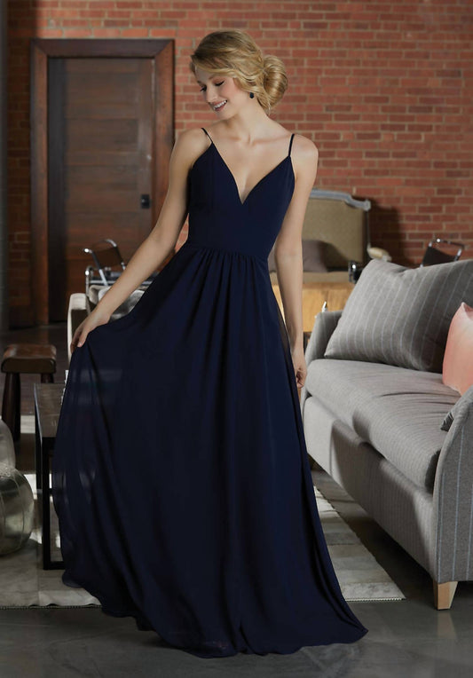 Morilee - Full Length Vneck Chiffon Bridesmaids Dress