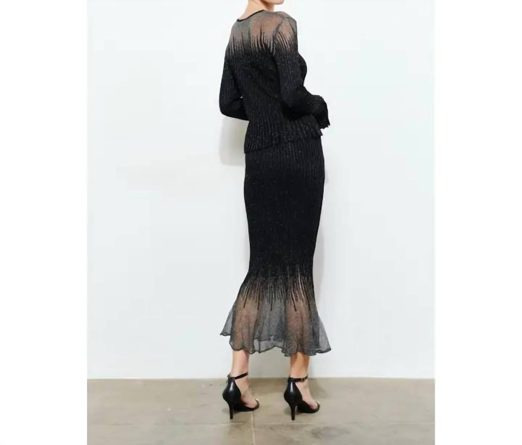 Ina Fashion - Embellished Metallic Glitter Midi Skirt