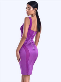 Miss Circle - Women's Dahlia Mesh Corset Satin Dress