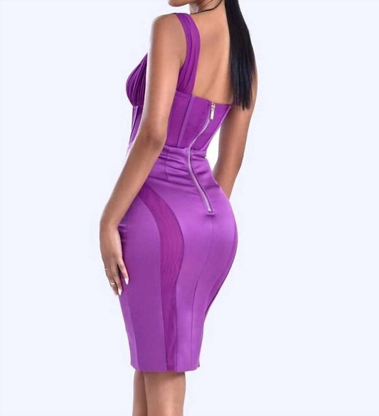 Miss Circle - Women's Dahlia Mesh Corset Satin Dress