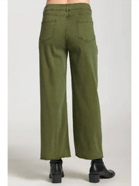 Apny - Wide Leg Crop Pant With Raw Edge Hem