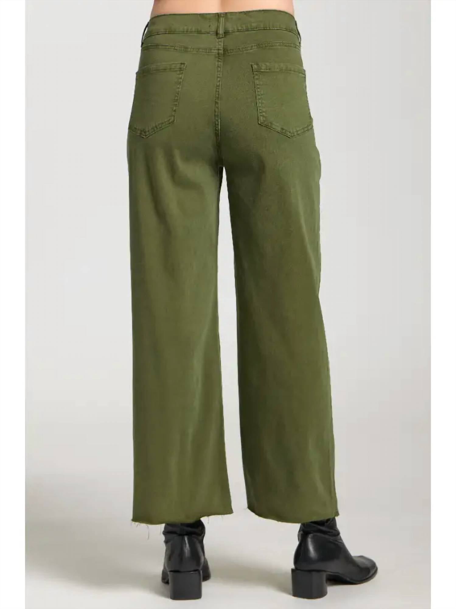 Apny - Wide Leg Crop Pant With Raw Edge Hem