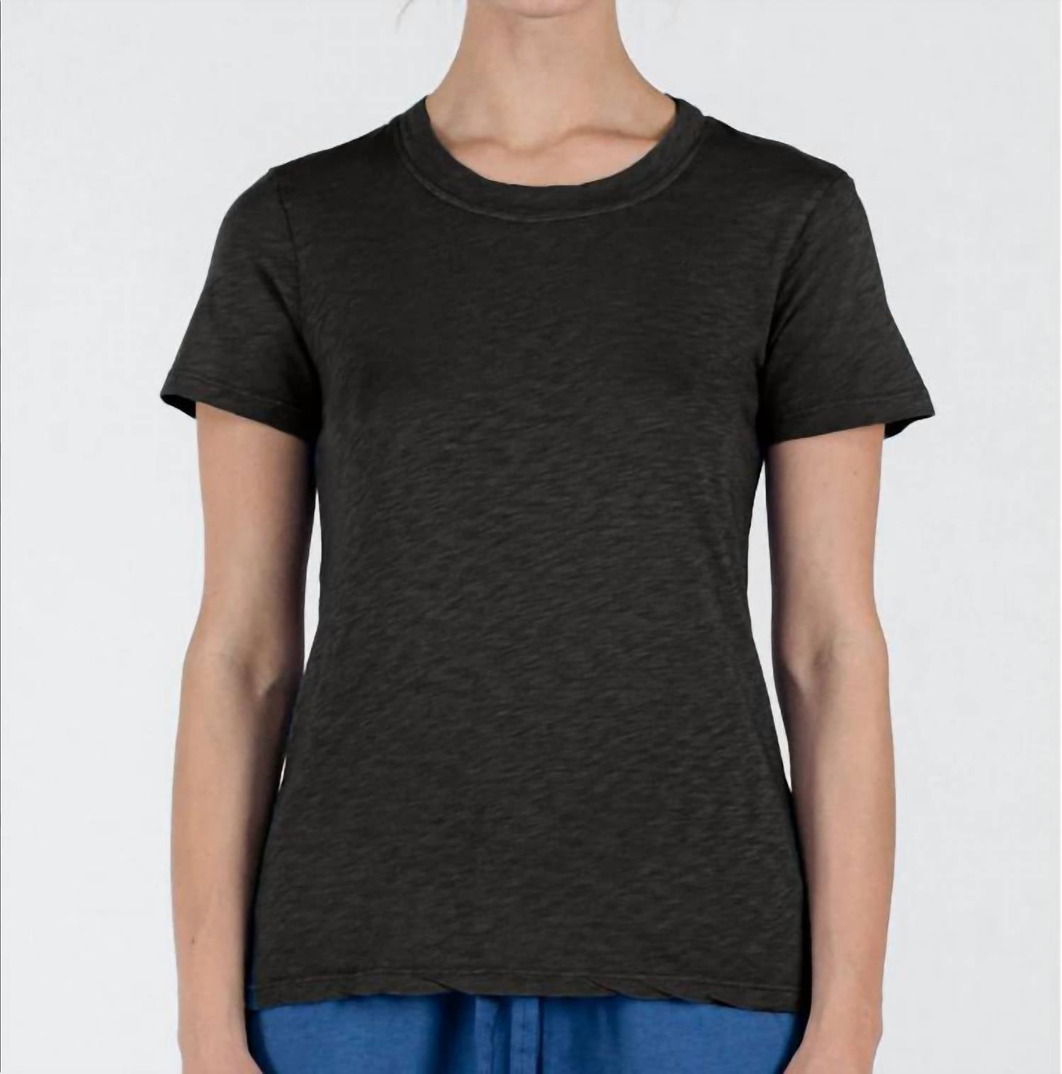 STATESIDE Supima Slub Short Sleeve Crew Tee in black - women's t-shirt