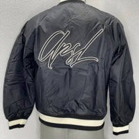 AlphaStyle Men's Barren Primary Full Snap Varsity Jacket in black - men's jacket - alternate view