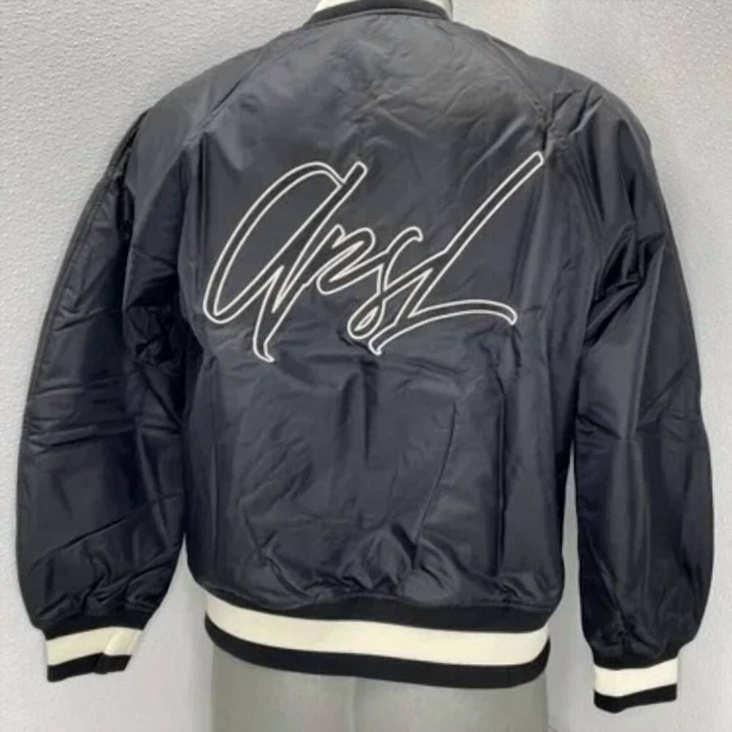 AlphaStyle Men's Barren Primary Full Snap Varsity Jacket in black - men's jacket - alternate view