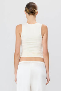 Eterne Sleeveless Crewneck Tank Top in ivory - women's tank top - detail view