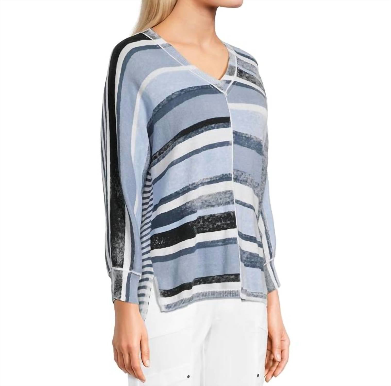 Elliott Lauren - Skies Stripe V Neck Sweater