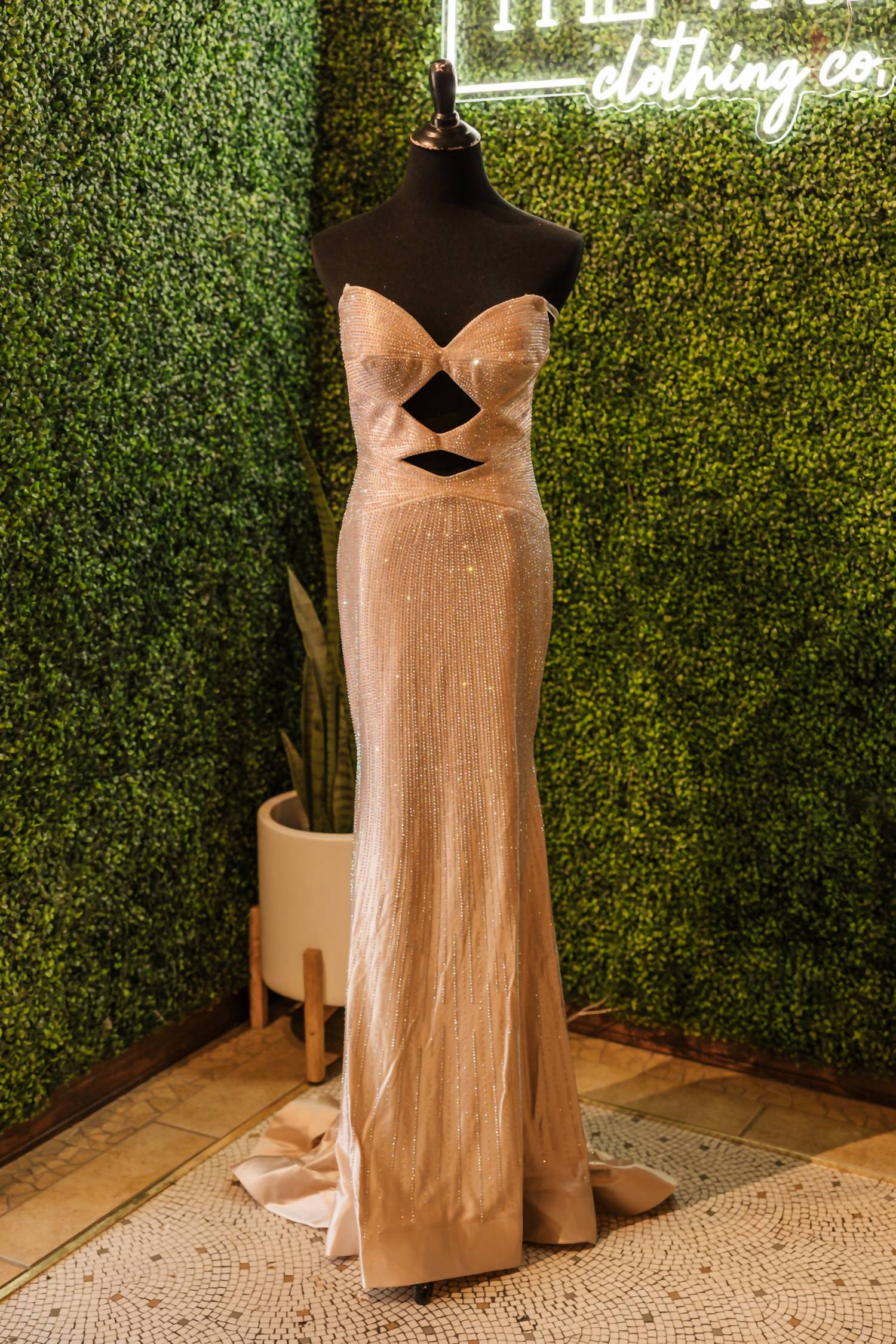 Sherri Hill Women's Prom Dress in light champagne - women's dress - alternate view