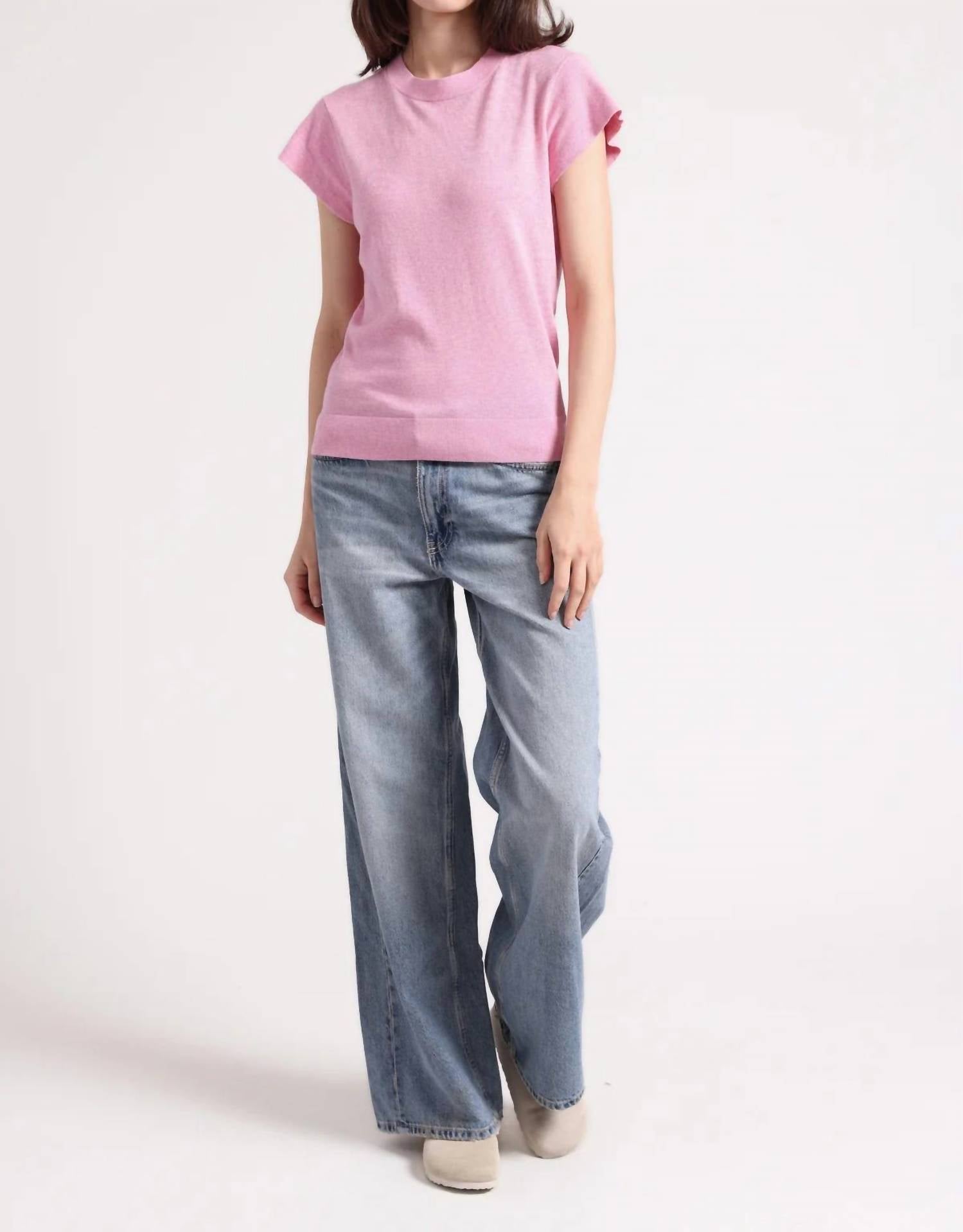 Minnie Rose - Supima Cotton Cap Sleeve Crew Neck Tee