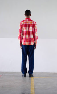 Original Madras Trading Company Twin Flap Pocket Button Down Collar Shirt in red - men's shirt - detail view