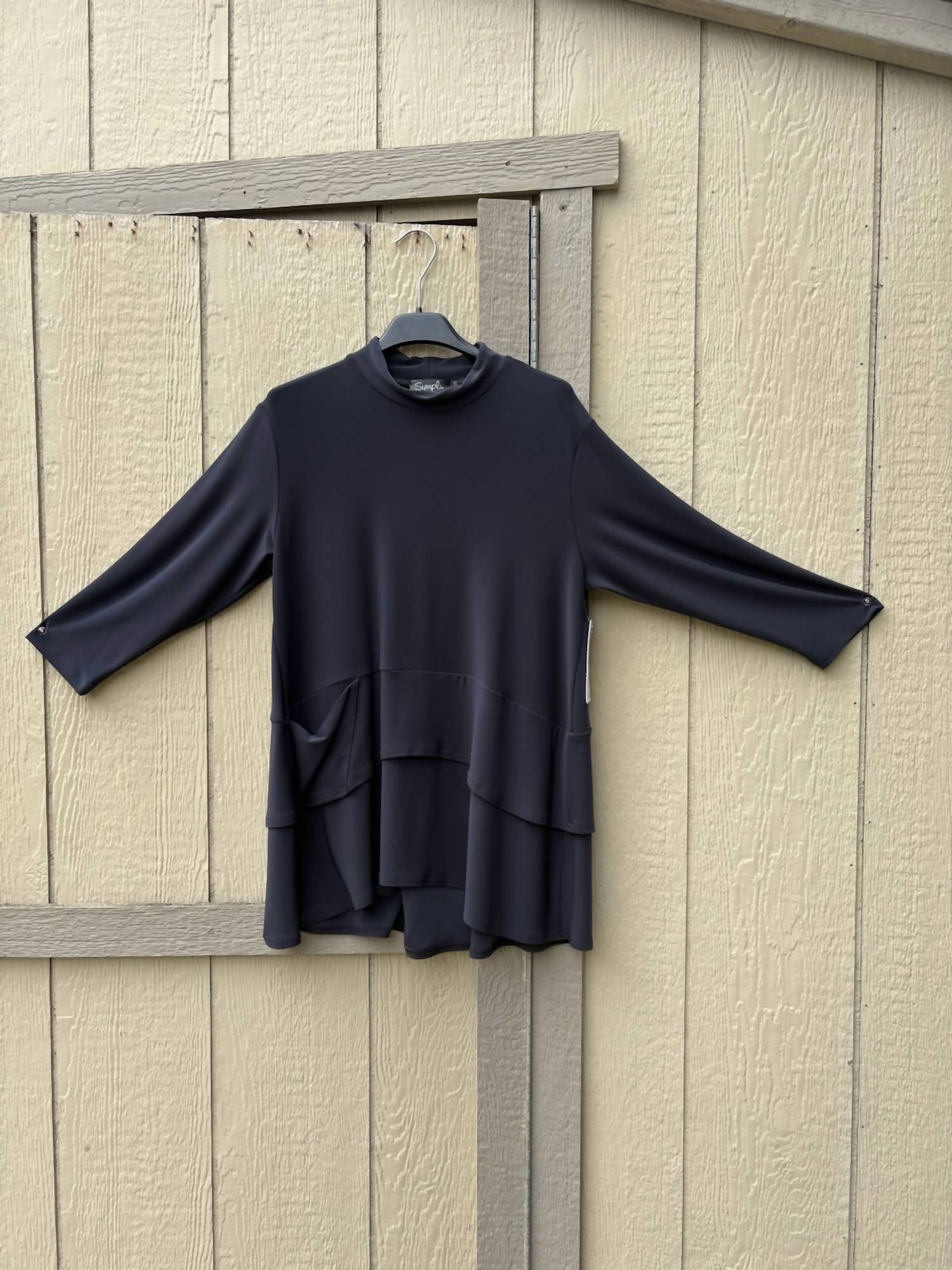 Sympli Women's Waterfall Top in graphite - women's long sleeve top