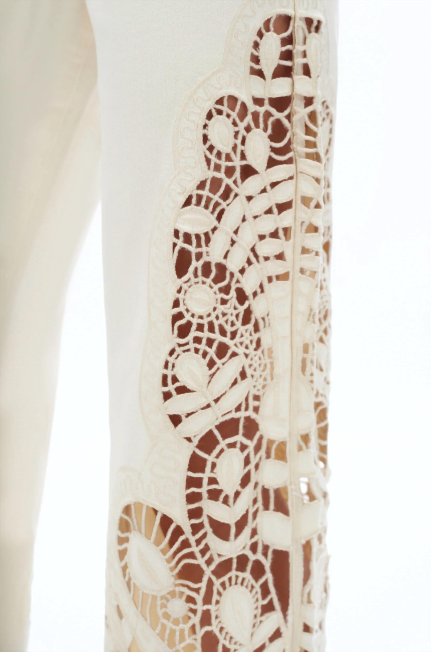Bayeas - Embroidered High Rise Wide Leg Pants