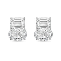 Diana M Jewels - Women's Emerald & Oval Lab-grown Diamond Stud Earrings (15.00 Tcw) - Grand
