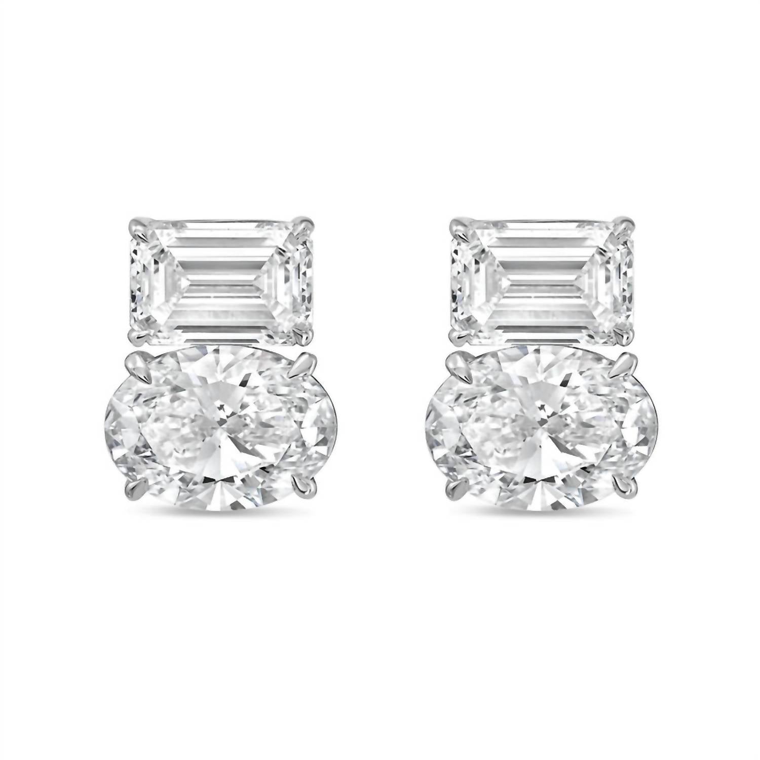 Diana M Jewels - Women's Emerald & Oval Lab-grown Diamond Stud Earrings (15.00 Tcw) - Grand