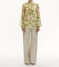 Oscar De La Renta - English Rose Silk Chiffon Blouse