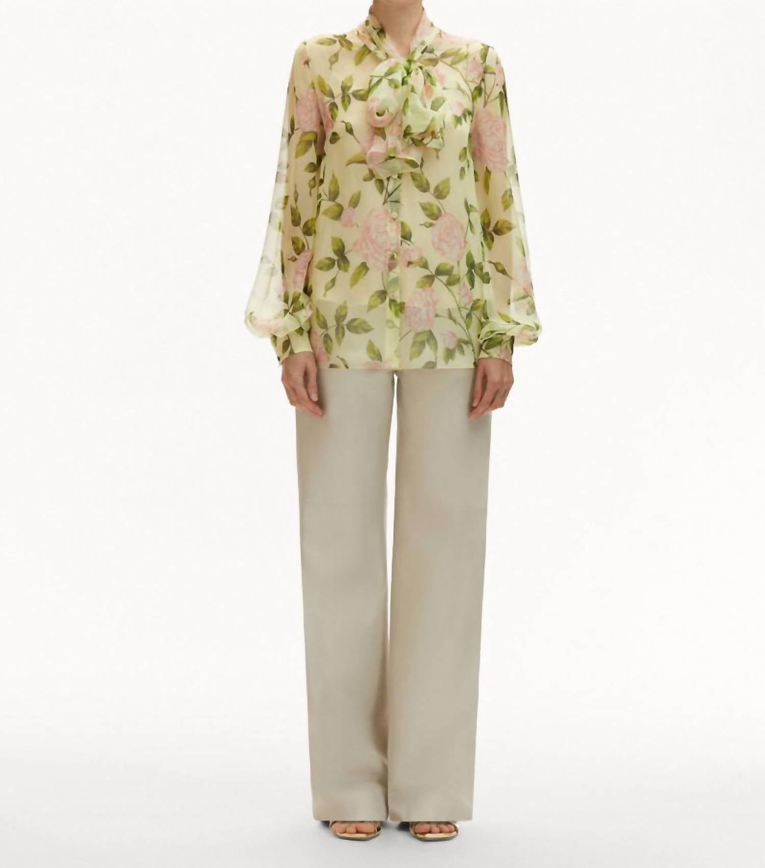 Oscar De La Renta - English Rose Silk Chiffon Blouse