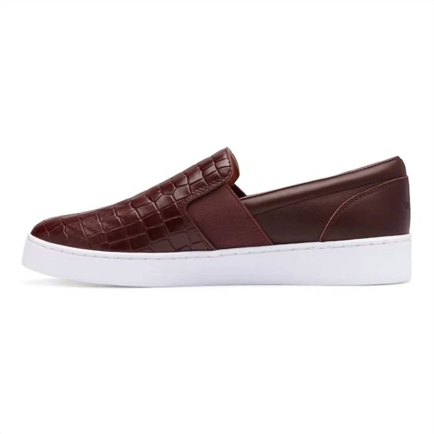 VIONIC Women's Splendid Demetra Slip On Sneakers in wine croc - women's flats - detail view