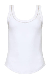 cinq a sept Wilma Embellished Stitch Tank Top in white - women's tank top - view 7