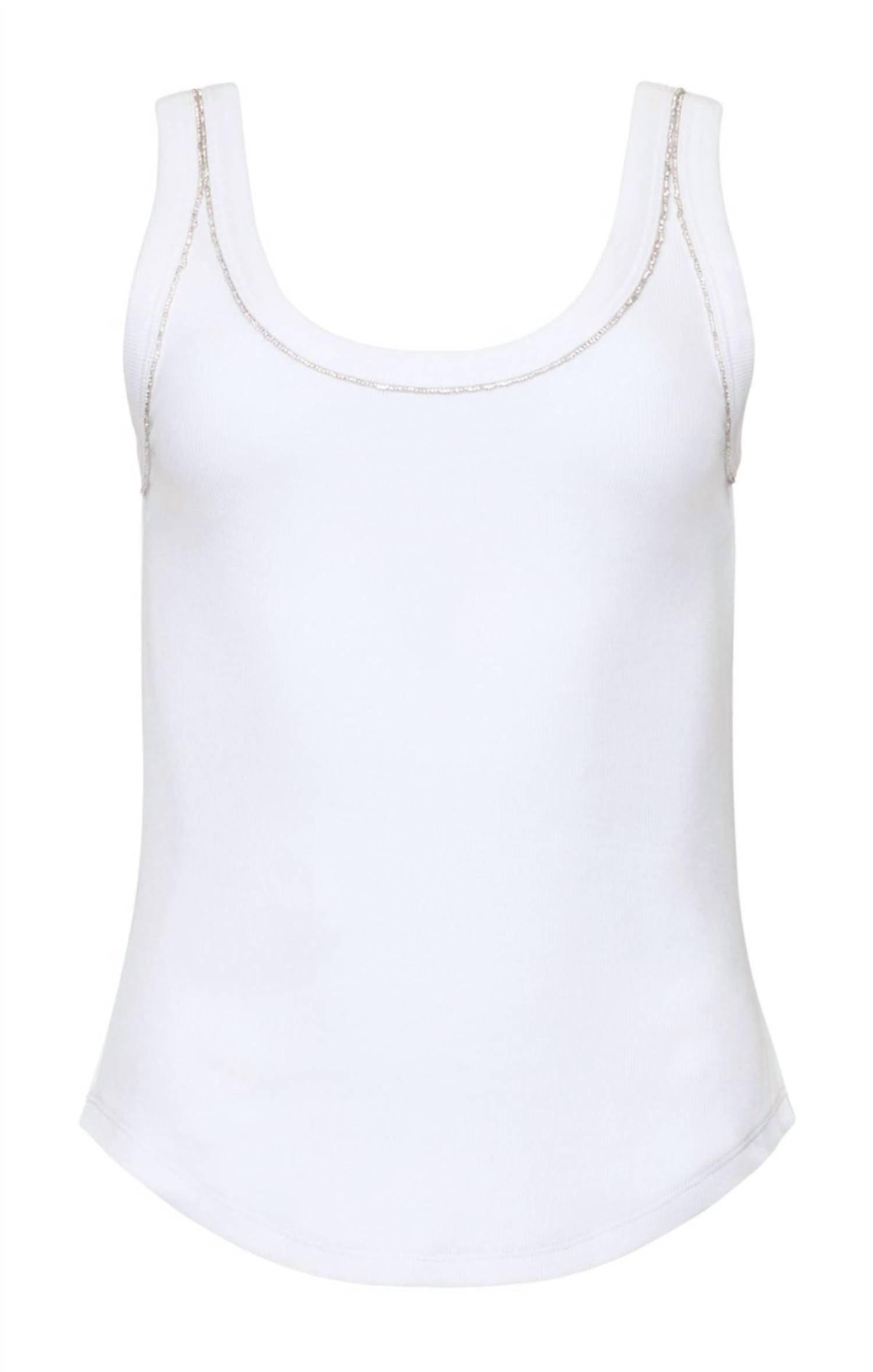 cinq a sept Wilma Embellished Stitch Tank Top in white - women's tank top - view 7