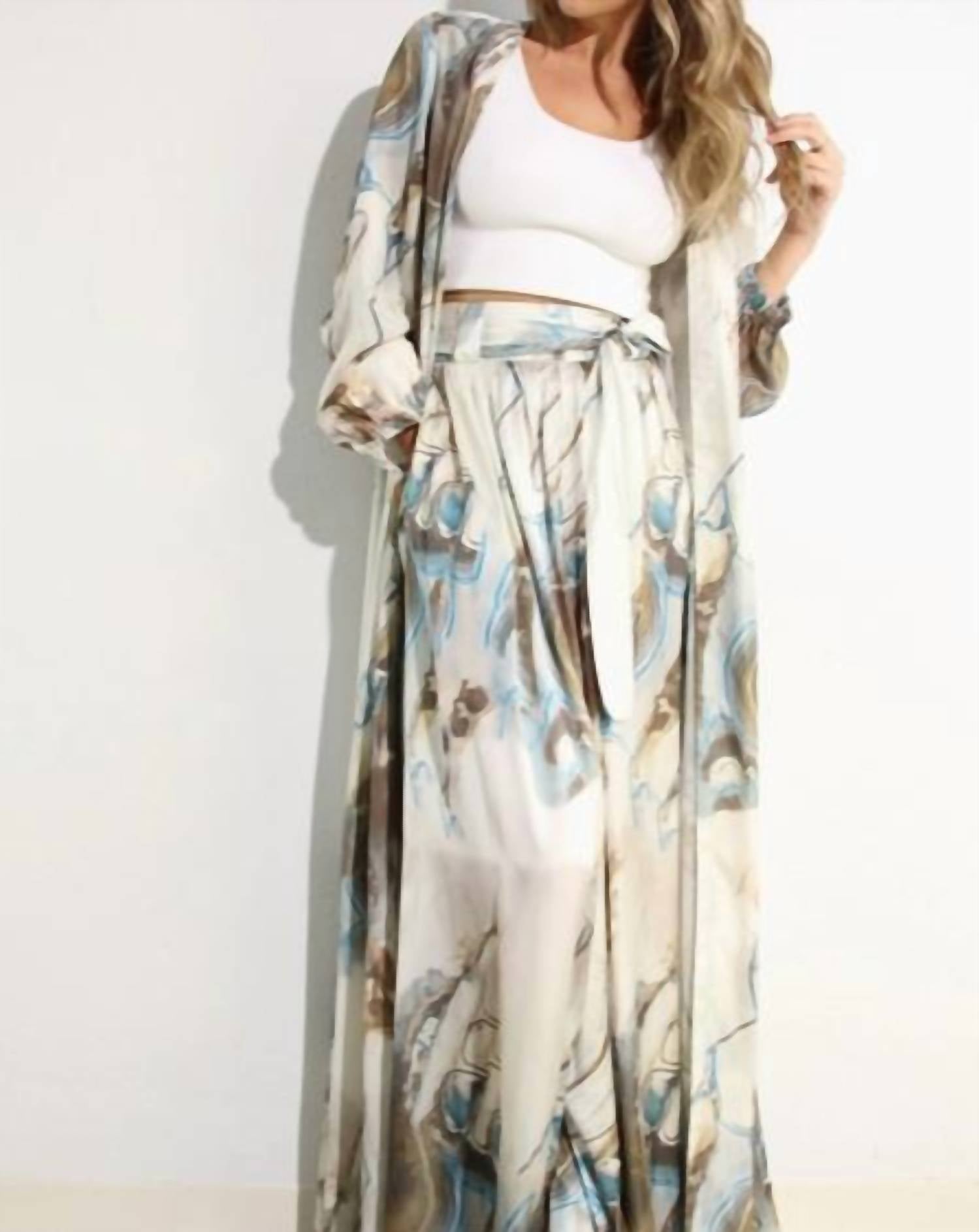 Mulla - Printed Cardigan & Pants Set