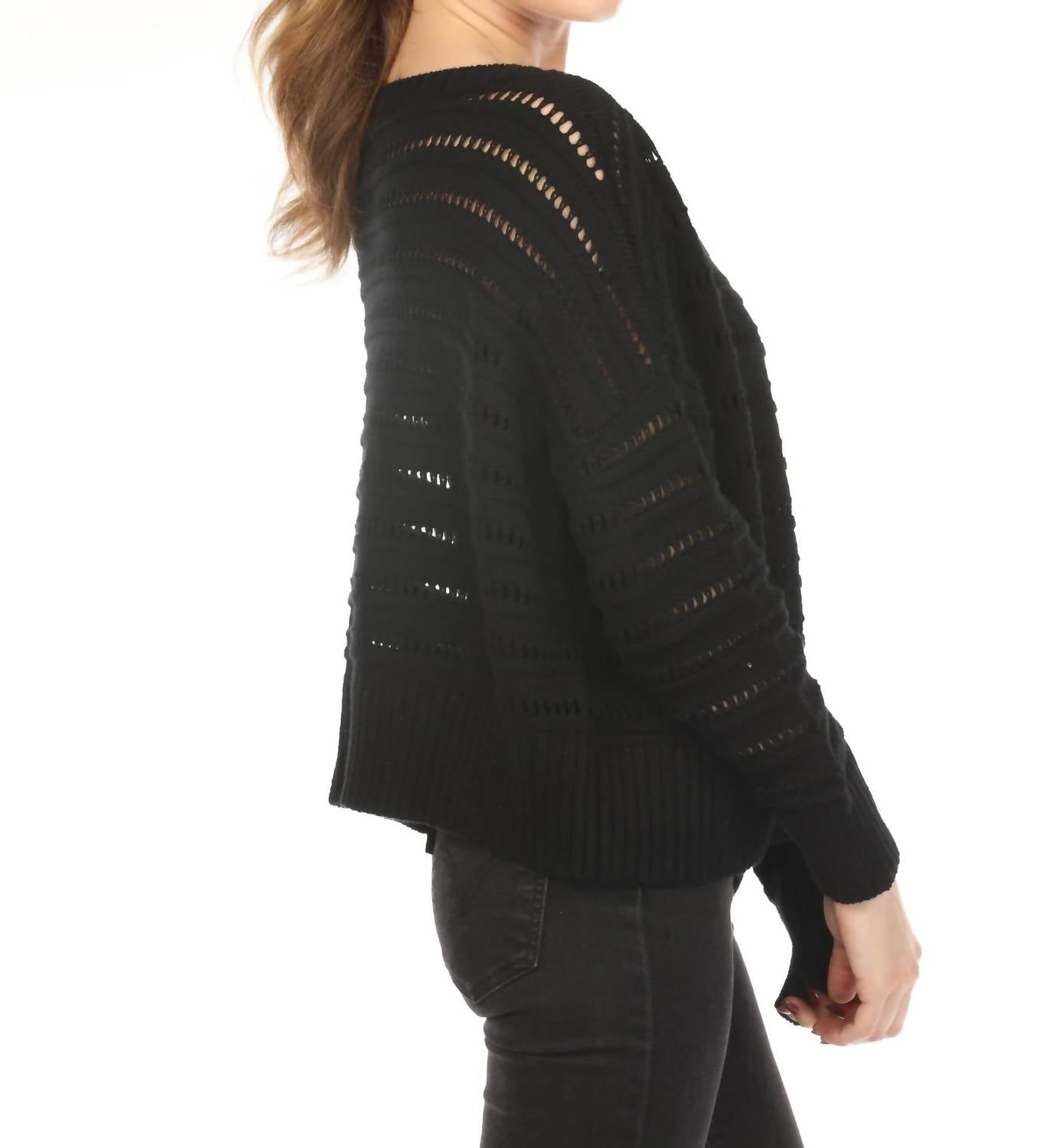Planet By Lauren G. - Loomed Boat Neck Sweater Top