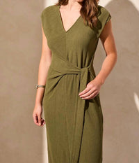 Tribal - V-neck Tie Waist Midi Dress