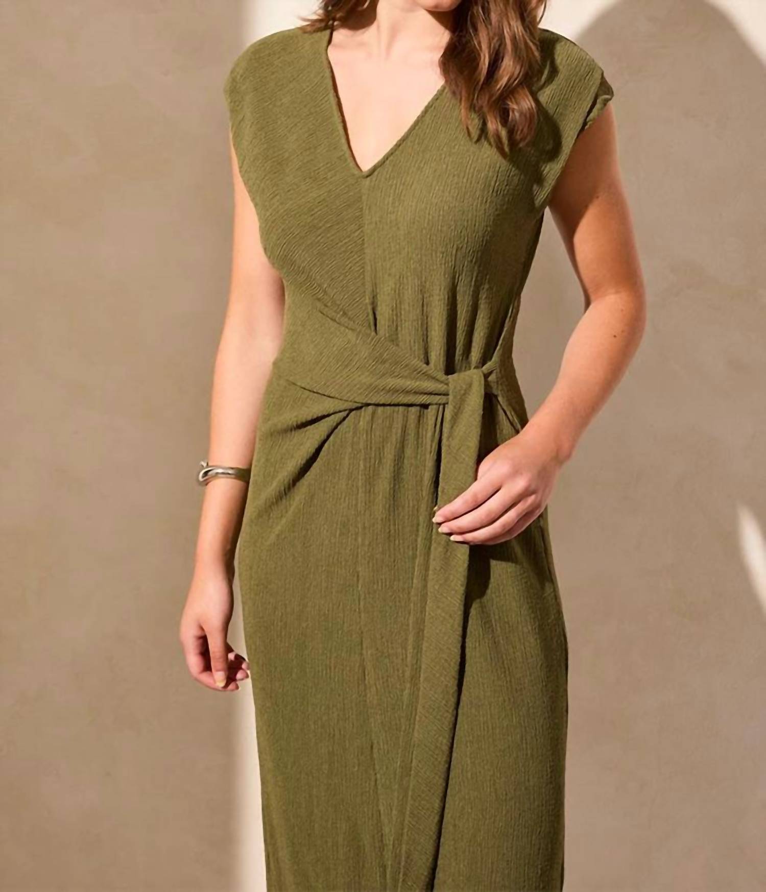 Tribal - V-neck Tie Waist Midi Dress