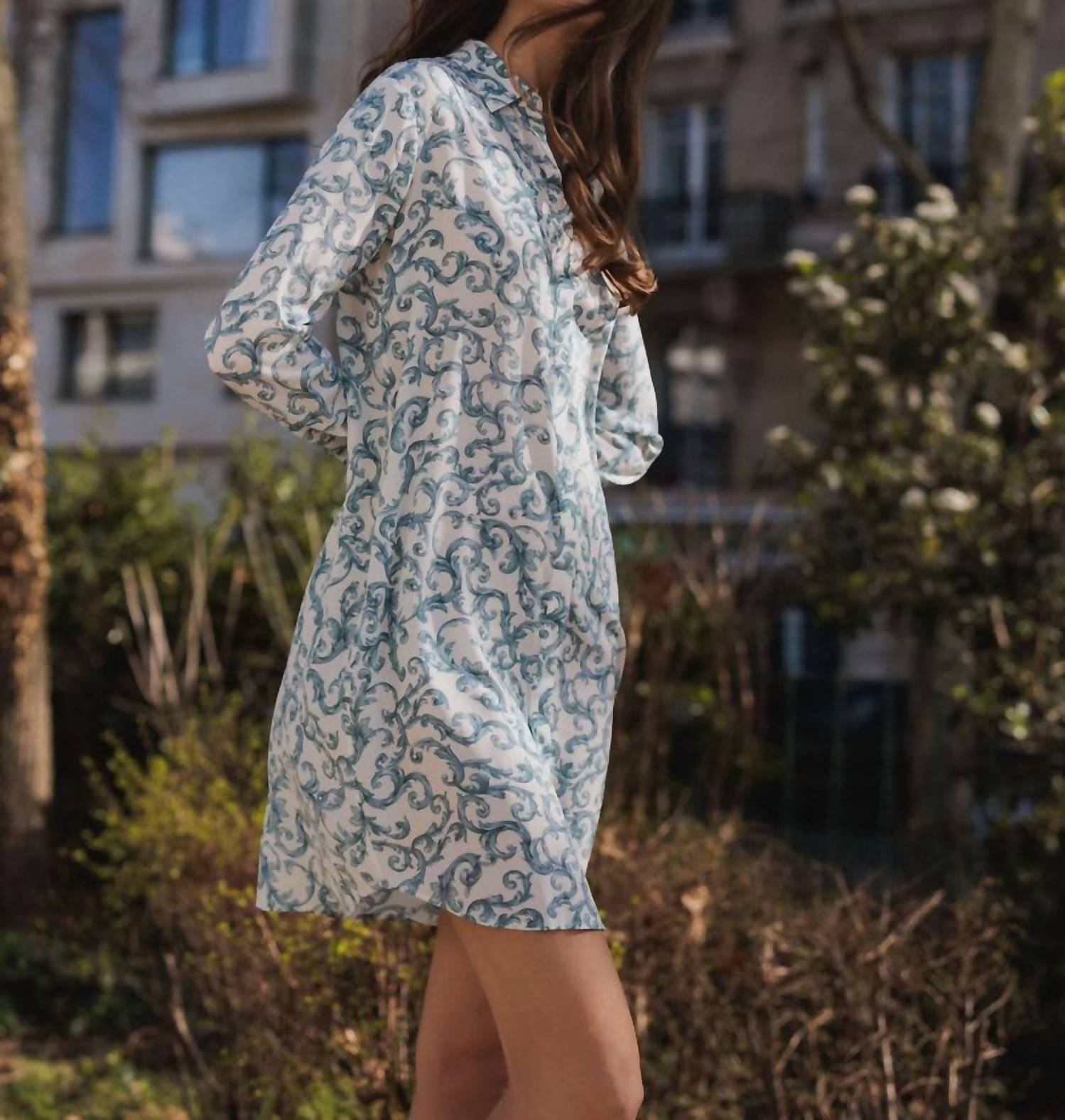 catherine gee Sophie Button Dress in azulejo - women's dress