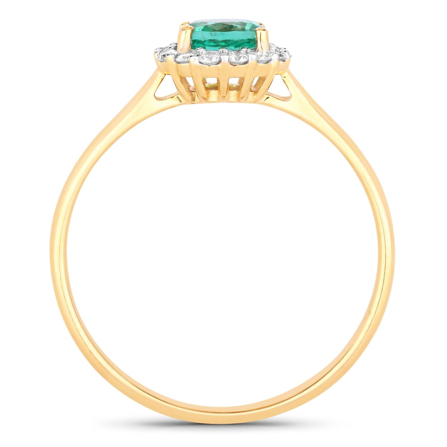 Diana M Jewels Women's Round Natural Zambian Emerald Fashion Ring (0.56 Ct) - Delicate in 14k yellow gold - women's jewelry - detail view