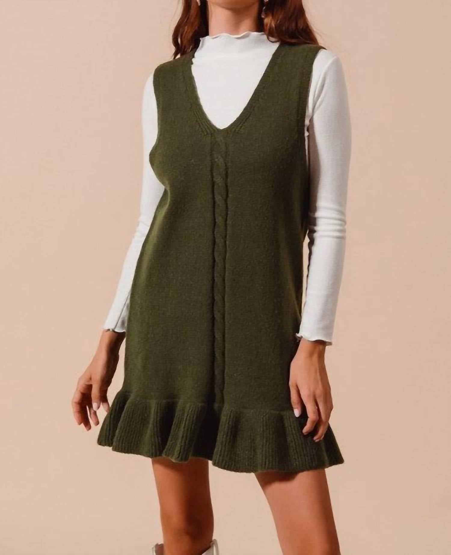 So Me - Sleeveless Ruffle Hem Rib Knit Dress
