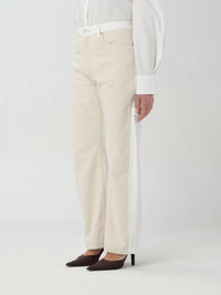 Stella McCartney Banana Leg Utility Jeans in ecru beige - women's jeans - detail view