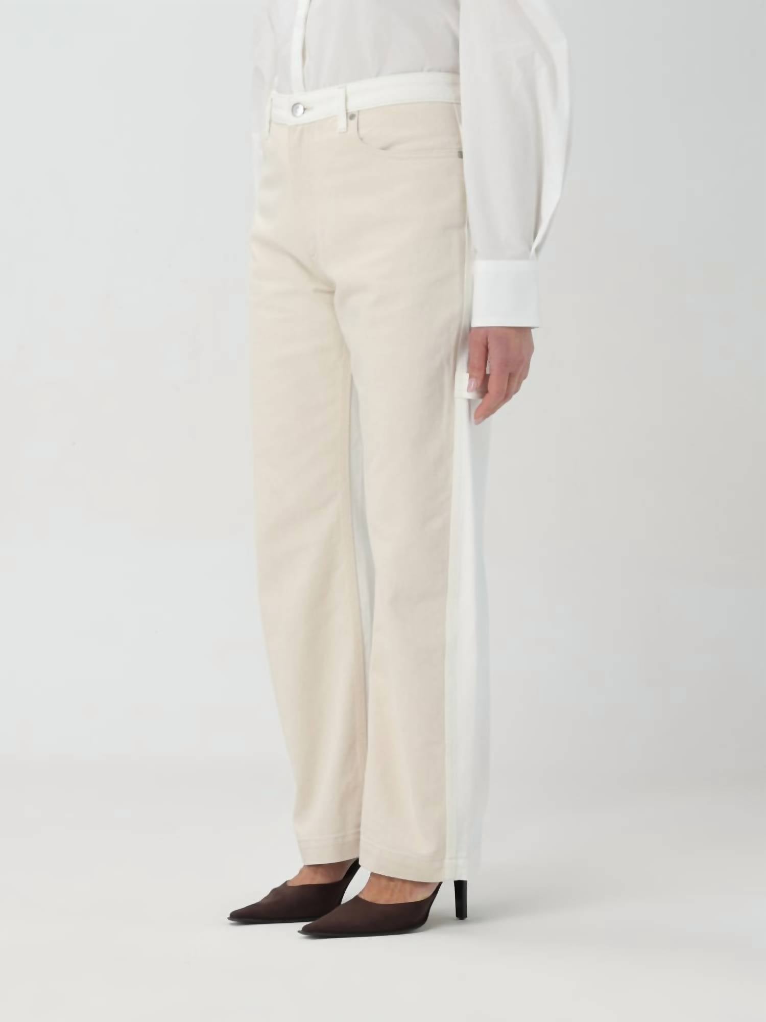 Stella McCartney Banana Leg Utility Jeans in ecru beige - women's jeans - detail view